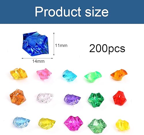 JCUGSBS 200 PCS Acrylique Jouet Plastiques Plongée Pierres Précieuses Enfants Chasse au Trésor Pirate Faux Diamant de Décoration pour Jouet de Piscine,Cotillons,Anniversaires - Nail Gallerys