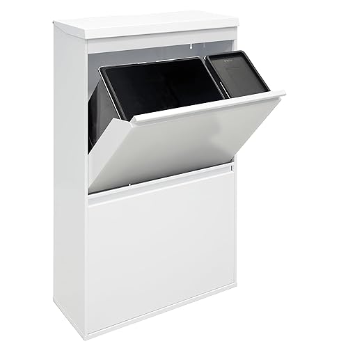 ARREGUI CR621-B04 Poubelle de Recyclage Cuisine 4 Bacs | 23+11+17+17 L (68L) | Poubelle de Tri Sélectif 4 Rangements et Plateau supérieur | Poubelle 4 Seaux | avec Seau de 23L pour Emballages | blanc - Nail Gallerys