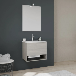 Meuble de salle de bains suspendu Venezia gris effet bois