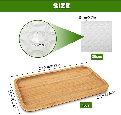 SenaiMy Plateau Bambou, Plateau de Service Bois, Plateau Bois Rectangulaire, Plateau Cuisine Bois, Decoratif Plateau Repas, pour Service à Thé, Vaisselle, Cosmétiques 29 x 16 x 2 cm - Nail Gallerys