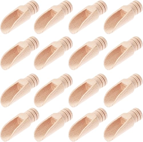 Cuillère à Sel en Bois 16 Pièces Petite Cuillere a Epices Cuillère à Sel de Bain avec Manche Court Mini Cuillère en Bois pour Épices Condiments Sucre Café Thé (5.1cm) - Nail Gallerys