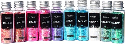 Set 10 Galaxy Glitter Paillettes holographiques pour création résine, DIY, Bricolage Home Décoration, Nail Art - Nail Gallerys