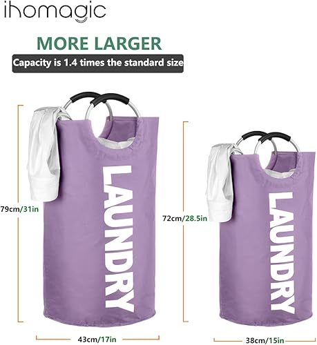 IHOMAGIC 120L Panier a Linge Grande Capacité avec Poignées, Sac à Linge Faciles à Transporter - Panier Rangement Pliage Collecteur de Buanderie pour Les Vêtements Sales et Les Jouets (XL, Violet) - Nail Gallerys