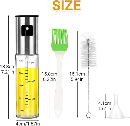 Set de 5 Pulvérisateurs d'Huile - 2 bouteilles pulvérisatrices d'huile 90ml - Spray d'Huile - Matériau en Verre - Consommation Précise d'Huile - Idéal pour la Cuisine, Barbecue, Salades (Argent) - Nail Gallerys