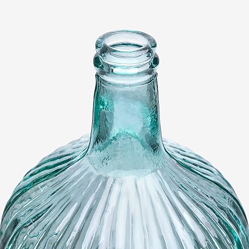 Pot en Verre Damajuana Artisanal 4L Motif rayé - Bouteille ou Pot en Verre de Style méditerranéen pour décoration de Maison comme Vase (Transparent) - Nail Gallerys