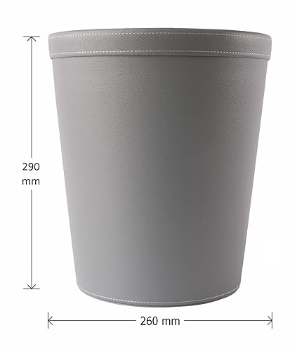 Osco GRYPUWB29 29 cm Faux Leather Waste Bin - Grey - Nail Gallerys