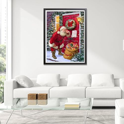Showker DIY Christmas Broderie Diamant Kit Complet père Noël, 5D Diamond Painting Complet Porte Rond Point De Croix Broderie Décoration Chambre Bureau Murale À La Maisonr 30x40cm - Nail Gallerys