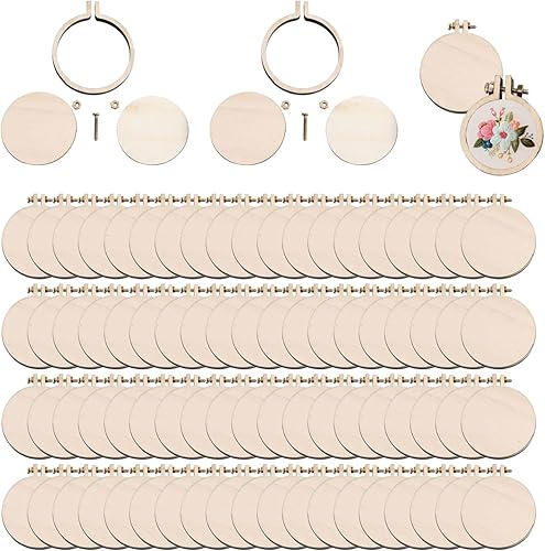 Lot de 24 mini cerceaux à broder en bois pour point de croix, cadre fixe, rond, ovale vertical, ovale horizontal, petit cadre de présentation rond pour loisirs créatifs - Nail Gallerys