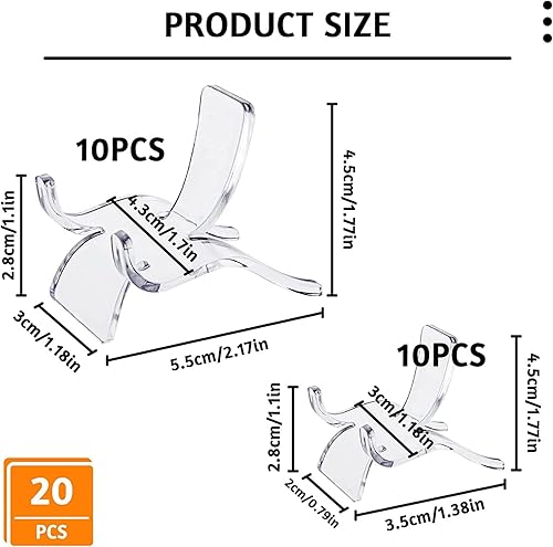LATRAT Lot de 20 chevalets en acrylique transparent - Présentoir transparent en acrylique - Support en acrylique pour cartes à collectionner - Pierre minérale, agate minérale, fossile - Nail Gallerys