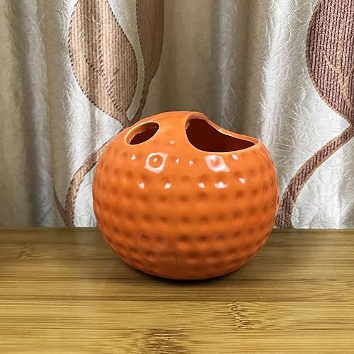 BYEON 4 pièces en céramique Salle de Bain complète Accessory Set - Porte-Brosse à Dents, Tumbler, Savon, Distributeur de Pompe,Orange - Nail Gallerys