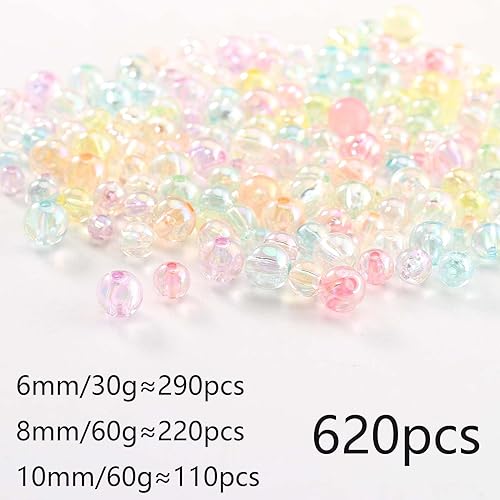 YIEUR Lot de 250 perles multicolores en acrylique à enfiler - 150 g - Perles intermédiaires avec trou - Idéales pour bracelets, colliers de hall, décoration, artisanat, fabrication de bijoux (mix) - Nail Gallerys