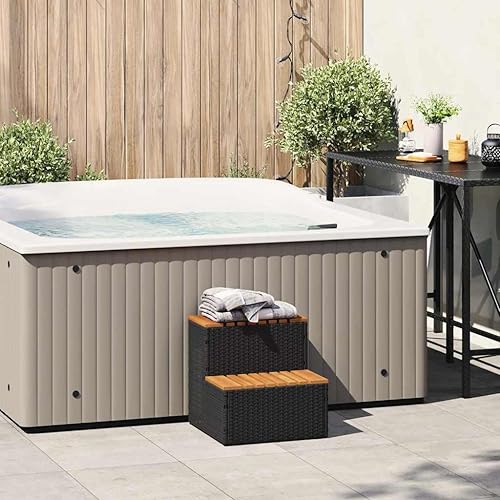 VidaXL Marche Bain à remous Noir 100x50x50,5cm polyrotin Acacia Massif - Nail Gallerys