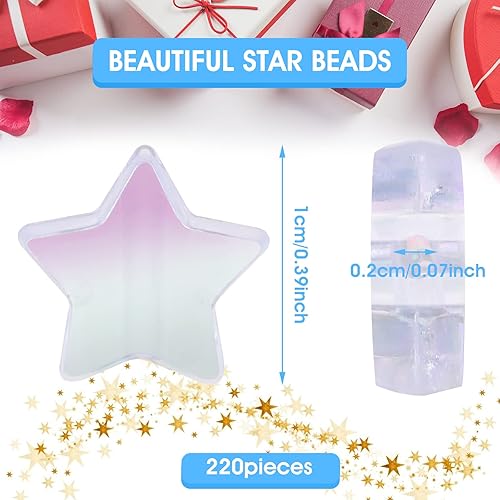 Sibba Lot de 220 perles en acrylique en forme d'étoile de 10 mm avec 1 rouleau de cordon coloré pastel pour loisirs créatifs fabrication de bijoux perles en plastique mignonnes pour collier bracelet - Nail Gallerys