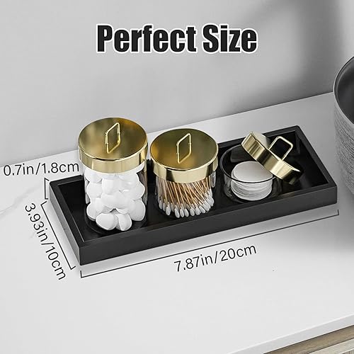 2 Pièces Plateau Decoratif, Plateaux de Salle de Bain, Plateau Rectangulaire, Silicone Noir Plateau de Rangement Salle de Bain, Plateau de Toilette pour Bougies, Savon, Tissus, Serviette - Nail Gallerys