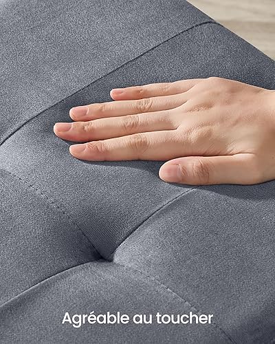 SONGMICS Tabouret de Rangement, Cube Pliable, 38 x 38 x 40 cm, Pouf, Repose-Pieds, 37 L, Surface en Velours, pour Chambre, Salon, Dortoir, Gris Ardoise LSF0516G01 - Nail Gallerys