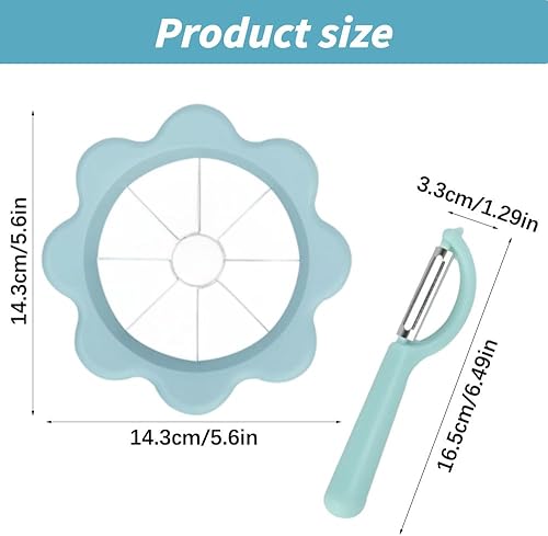Jadin Coupe Pomme, Eplucheur de Pommes 10 Lames, Coupe Pomme en Acier Inoxydable, Vide Pomme, Adapté aux Poires et aux Pommes de Terre, Livré avec un éplucheur de Fruits et Légumes, Bleu + Vert - Nail Gallerys