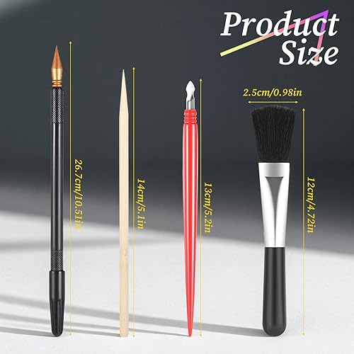 Lot de 4 outils Scratch Arts Tools pour photos à gratter, pour adultes - 1 stylo à gratter doré - 1 grattoir - 1 stylo en bambou - 1 brosse noire souple incluse - Nail Gallerys