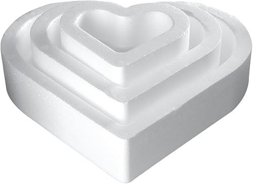 Ideen mit Herz Gâteau en polystyrène en forme de cœur | 3 plateaux en polystyrène en forme de cœur | Petit : 11,3 x 10,1 cm | Moyen : 17 x 15,2 cm | Grand : 22,7 x 20,4 cm | Hauteur : 5 cm - Nail Gallerys