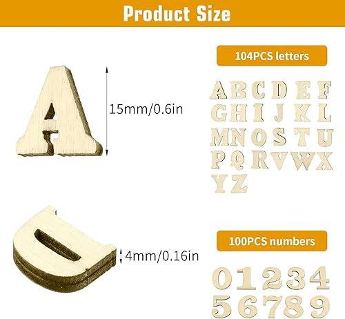 Yuanchu Lot de 204 petites lettres et chiffres en bois de 15 mm - Pour bricolage et peinture, lettres minuscules (A-Z) en bois (0-9), décoration pour bricolage, apprentissage précoce, mariage, fête - Nail Gallerys