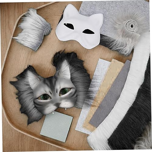 Kit Therian Mask, masque de chat vierge bricolage pour peindre avec des masques Thérian à fourrure en maille pour les débutants, une fête de cosplay maquillage d'Halloween, animal - Nail Gallerys