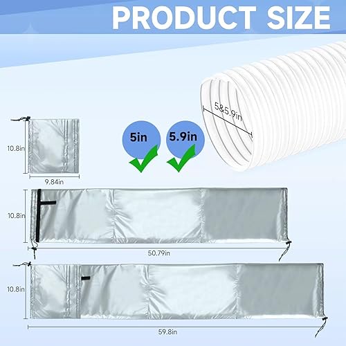 Air Conditioner Hose Cover, Portable AC Hose Wrap, Heat Insulation Sleeve 59.06x11.02 inches, Heat-Resistant Exhaust Tube, Home Hotel Dorm Use Efficiency Boost, Cooling Performance - Nail Gallerys