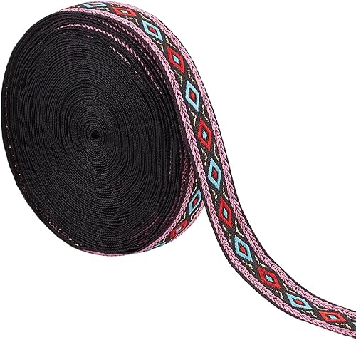 GORGECRAFT 10.94 Yards Ethnique Jacquard Ruban Brodé Ruban 3/4 Pouces Large Rouge Bleu Géométrique Losange Tissé Garniture Frange Ou DIY Couture Artisanat Vêtements Embellissement Sac Fait Main - Nail Gallerys