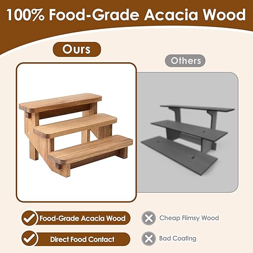 DUJUST Présentoir a gateau en bois, support gateau en bois à 3 étages avec surface de qualité alimentaire, presentoir gateau en bois pour la nourriture et les jouets, Facile à installer et clair - Nail Gallerys