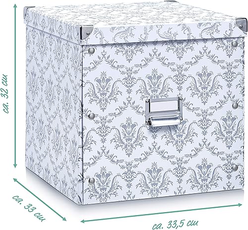 Zeller Present 17974 Vintage Boîte de Rangement Carton Blanc 33,5 x 33 x 3,5 cm - Nail Gallerys