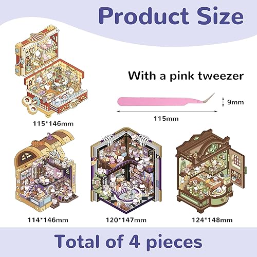 Yamobi Lot de 4 autocollants 3D, pour maison, 8 scènes avec fond et pincette, autocollants décoratifs pour scrapbooking - Nail Gallerys