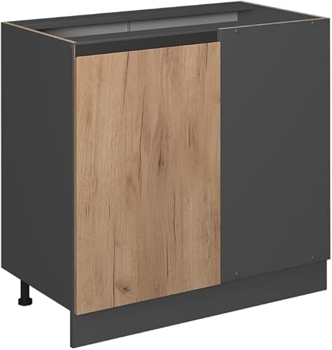 Vicco Meuble d'angle R-Line, Chêne de Force doré/Anthracite, 86 cm J-Shape, sans Plan de Travail - Nail Gallerys