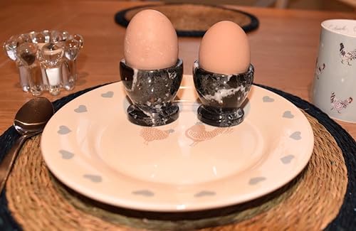 Lot de 2 coquetiers en marbre et sculptés à la main, Fossilstone - Nail Gallerys