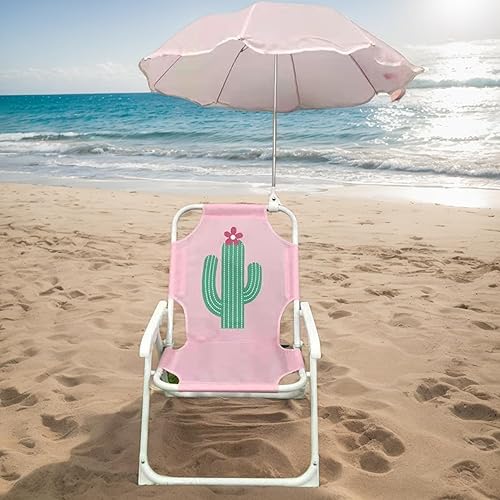 Chaise de Camping pour Enfants, Chaise de Plage pour bébé avec Parapluie, chaises de Jardin légères Pliantes avec Motif de Cactus, Chaise de Plage bébé Robuste pour Le Camping, Voyager - Nail Gallerys