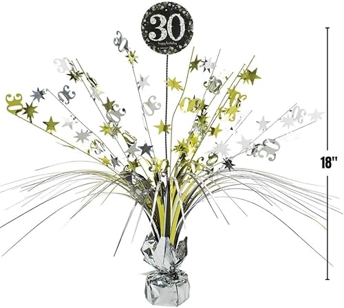 amscan 10132706 Centre de table 30 ans Doré pailleté 33 cm - Nail Gallerys