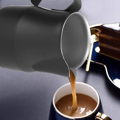 Pichet à Mousser café en Poudre Tasse à Mousser Pichet à café Tasse à Mousser Le Lait 500ml pour café Maison Restaurant (Black) - Nail Gallerys