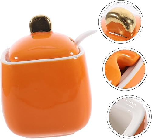 Ciieeo Boîte À Condiments En Céramique Orange De 300 Ml Avec Support Pour Condiments Pour Cantine Domestique - Nail Gallerys