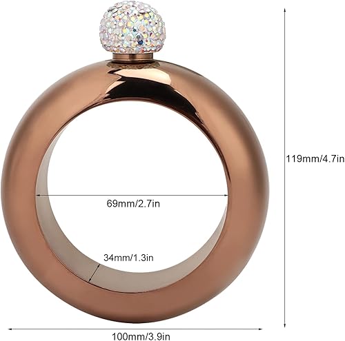 Lybunair Bracelet en acier inoxydable 100 ml, bouteille de poignet tendance pour vin, whisky et spiritueux (Bronze) - Nail Gallerys