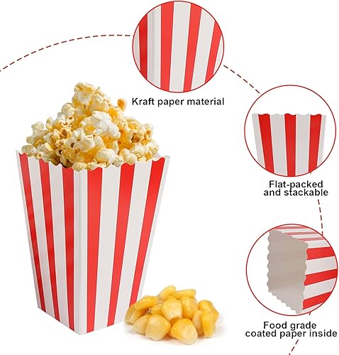 Lot de 50 sachets à pop-corn - Gobelets à pop-corn - Boîte à goûter - Sacs à bonbons - Pour soirée cinéma, collation rétro - Fête d'anniversaire de mariage - Nail Gallerys