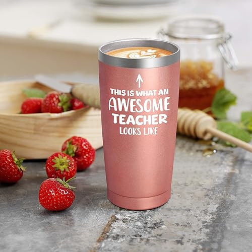 Livole Tasse isotherme anti-fuite, tasse isotherme avec paille et couvercle, tasse à café de voyage « This is What an Awesome Teacher » - Nail Gallerys
