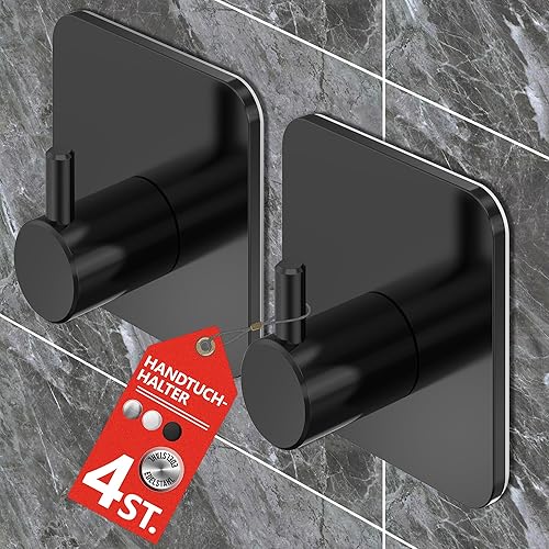 Menz Crochet adhésif mural – 4 pcs en inox - porte serviette salle de bain sans percage pour les milieux humides – patère murale + coussinet collant - Nail Gallerys