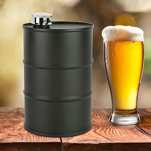 Tonneau de Bière Portable en Acier Inoxydable de 700 ml avec Couvercle de Fermeture, Piston de Hanche, Grand Tonneau pour Huile (Vert) - Nail Gallerys