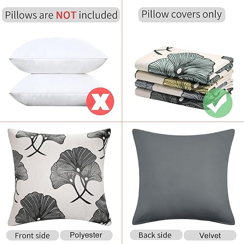 Inhobbok Housse de Coussin 45x45 Bleu Lot de 2 Housses de Coussin 45x45 Bleu Ginkgo Housse de Coussin de Canapé en Velours de Polyester pour Canapé, Maison, Jardin, Décoration de Ferme - Nail Gallerys