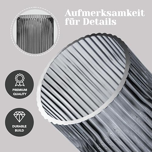 Anquephd Vase cylindrique vert - Design moderne pour arrangements floraux - Vase de sol en verre - Décoration verticale parfaite - Vase de fleurs de qualité supérieure (vert, 19,5 cm) - Nail Gallerys