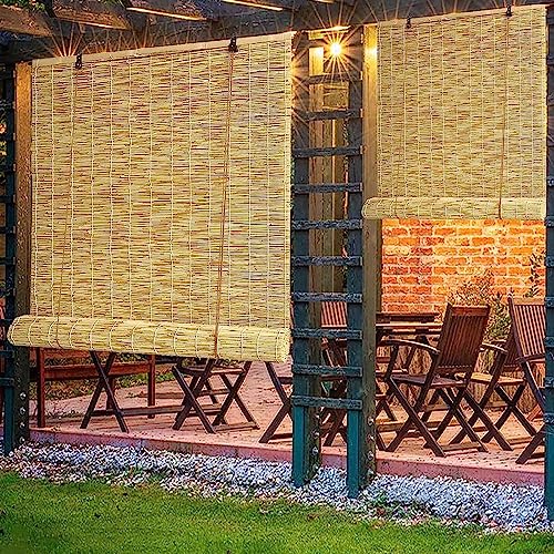 DGSFES Naturel Store Enrouleur Bambou Interieur,Rideau Bambou de Roseau Exterieur, Store Venitien Rideau de Paille,Taux de Shading 70%,Rétro Décoratifs,Facile à Installer,75x220cm/30x87in(WxH) - Nail Gallerys