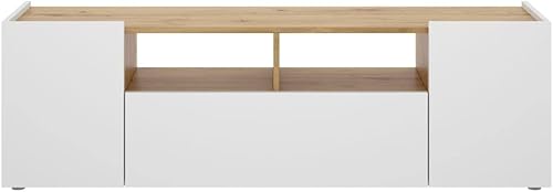 DEKIT GRUPO RIMOBEL Isola Meuble TV Basse, Melamine, Blanc et Nordic, 44 x 142 x 35 cm - Nail Gallerys