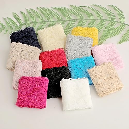 Ruban en dentelle de 5 yards de 6 cm - Bordure en dentelle élastique - Motif floral - Décoration pour sous-vêtements, vêtements, robe de mariée, décoration de table - Kaki - Nail Gallerys