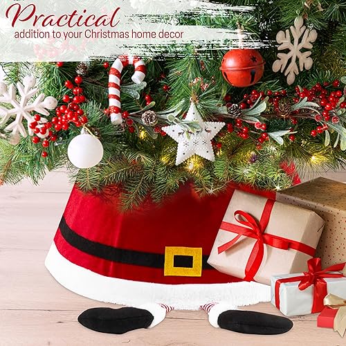 DECO EXPRESS Jupe de Sapin de Noël, Cache Pied de Sapin Père Noël Drôle, Décoration Sapin de Noel Différents Designs (Haut Joyeux Noël Rouge 42, Base 56) - Nail Gallerys