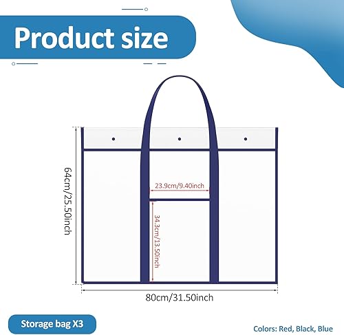 Lot de 3 grands portefeuilles d'art A2 avec poignée, imperméable en PVC transparent pour étudiant, dessin, peinture, croquis, projet, organisation de bureau - Nail Gallerys
