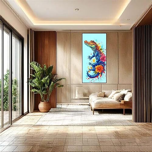 Diamond Painting Kit Complet Couleur Crocodile Diamond Painting Adulte Enfant Débutant Artisanat Set, 5D DIY Full Drill Cristal Broderie Art Set, pour Décoratio D'intérieur Cadeaux 25x50cm q-521 - Nail Gallerys