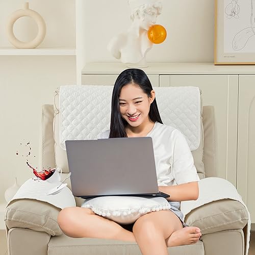 AWAV Housse D'accoudoir De Canapé, Housse d'appui-tête pour Housse de Bras de Fauteuil inclinable, Imperméable Housse de Fauteuil Relax Electrique 1 2 3 Places avec Poche (Beige,1 Seater(3pcs)) - Nail Gallerys