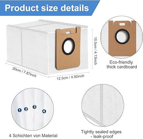 10 Sacs à Poussière Compatibles avec Dreame D10 Plus/D10s Plus Aspirateur Robot, Kit d’Accessoires pour Sacs - Nail Gallerys